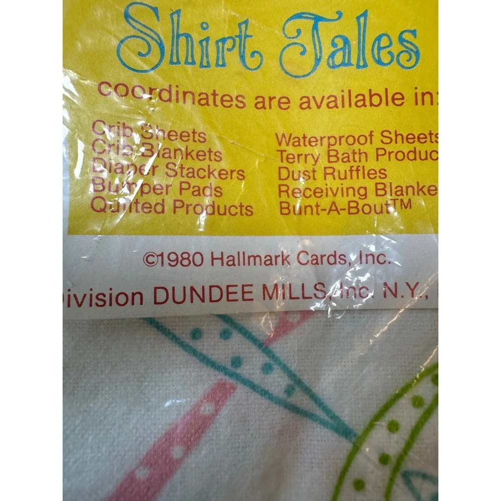 Vintage 1980 Dundee Shirt Tales Receiving Blankets 2pk & Knit Booties NWT Yellow